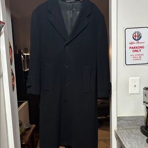 Barneys New York Classic Blue Lambswool Trench overcoat